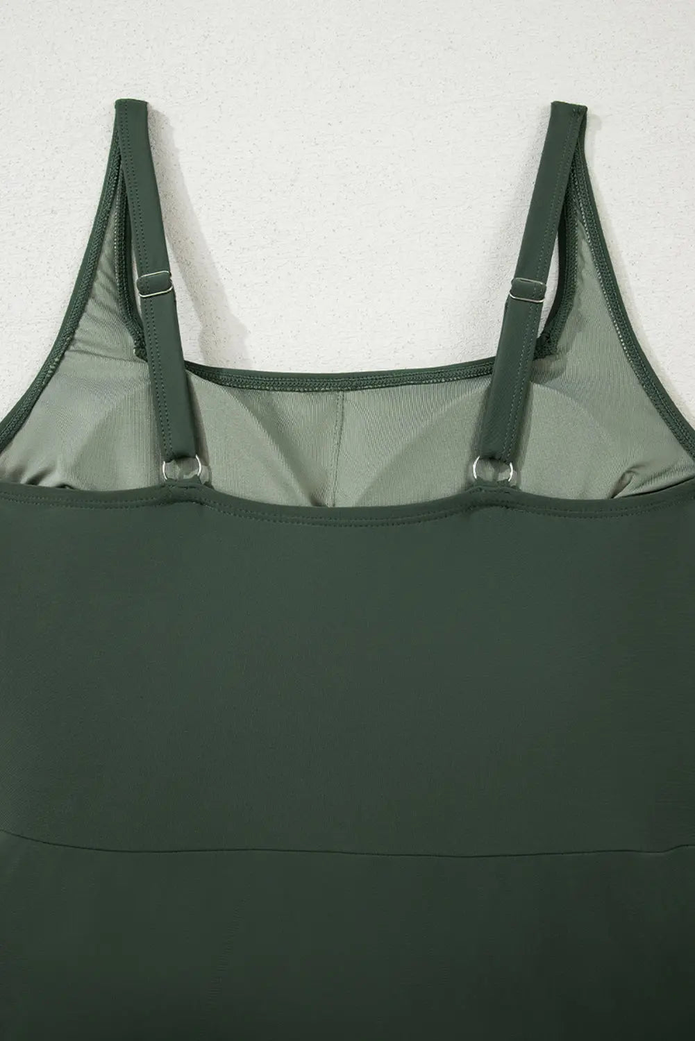 Mist Green Side Tied Waist Square Neck Adjustable Straps A-line One Piece Swim Dress