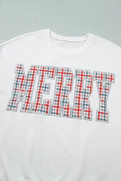 Multicolour Plaid MERRY Holiday Long Sleeve Top and Shorts Set