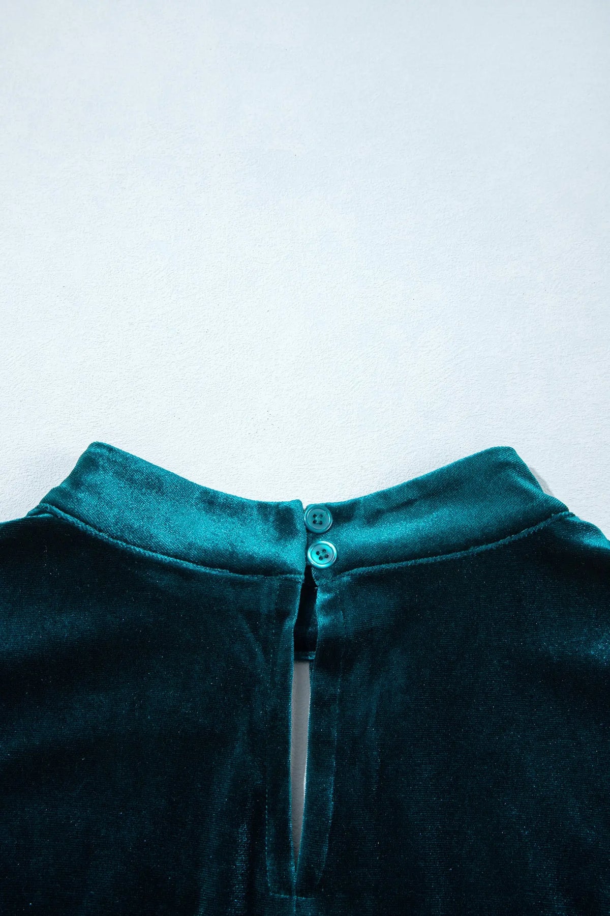 Skobeloff High Neck Keyhole Detail Long Sleeve Velvet Mini Dress