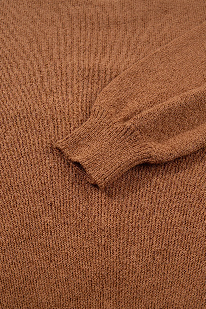 Brown Oversized Drop Shoulder Round Neck Christmas Sweater