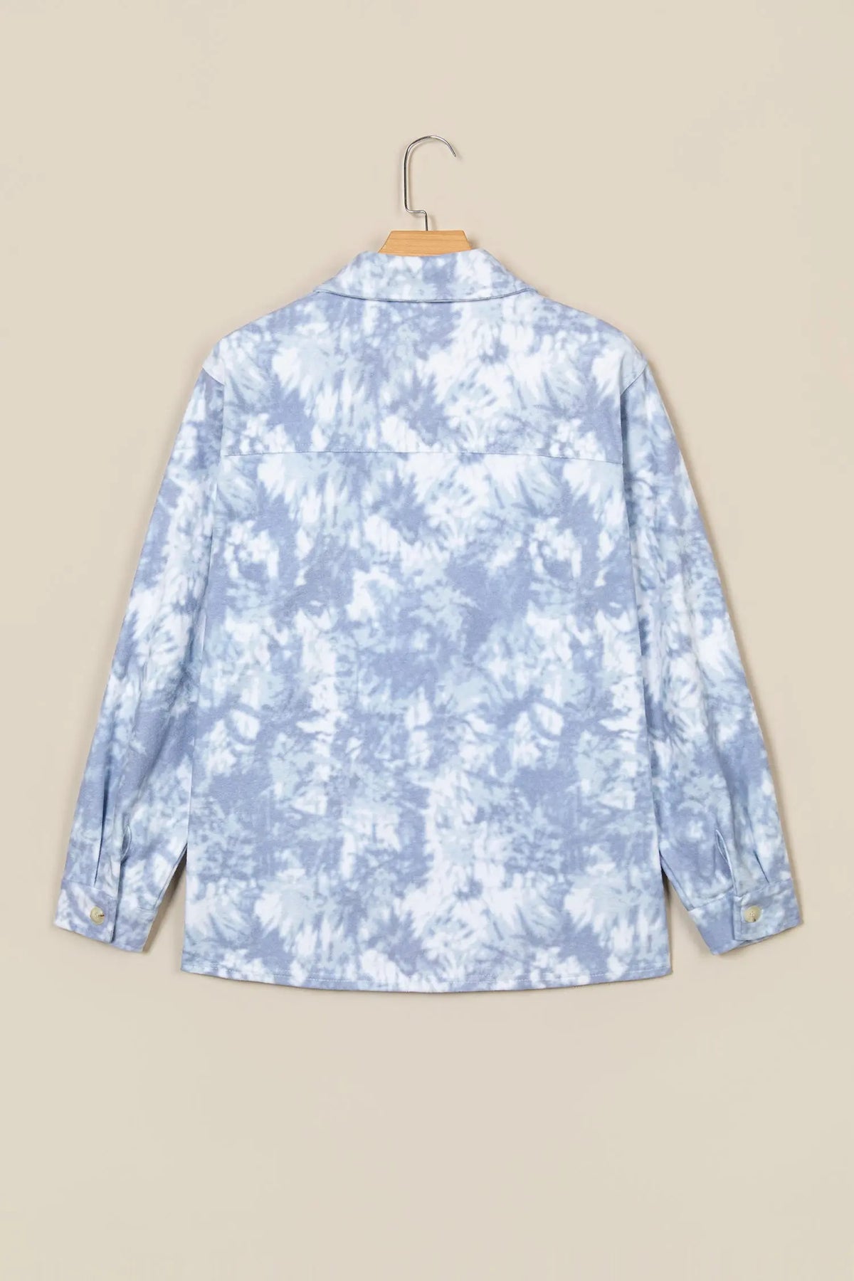 Gray Abstract Print Fuzzy Collar Long Sleeve Patch Pocket Tunic Jacket