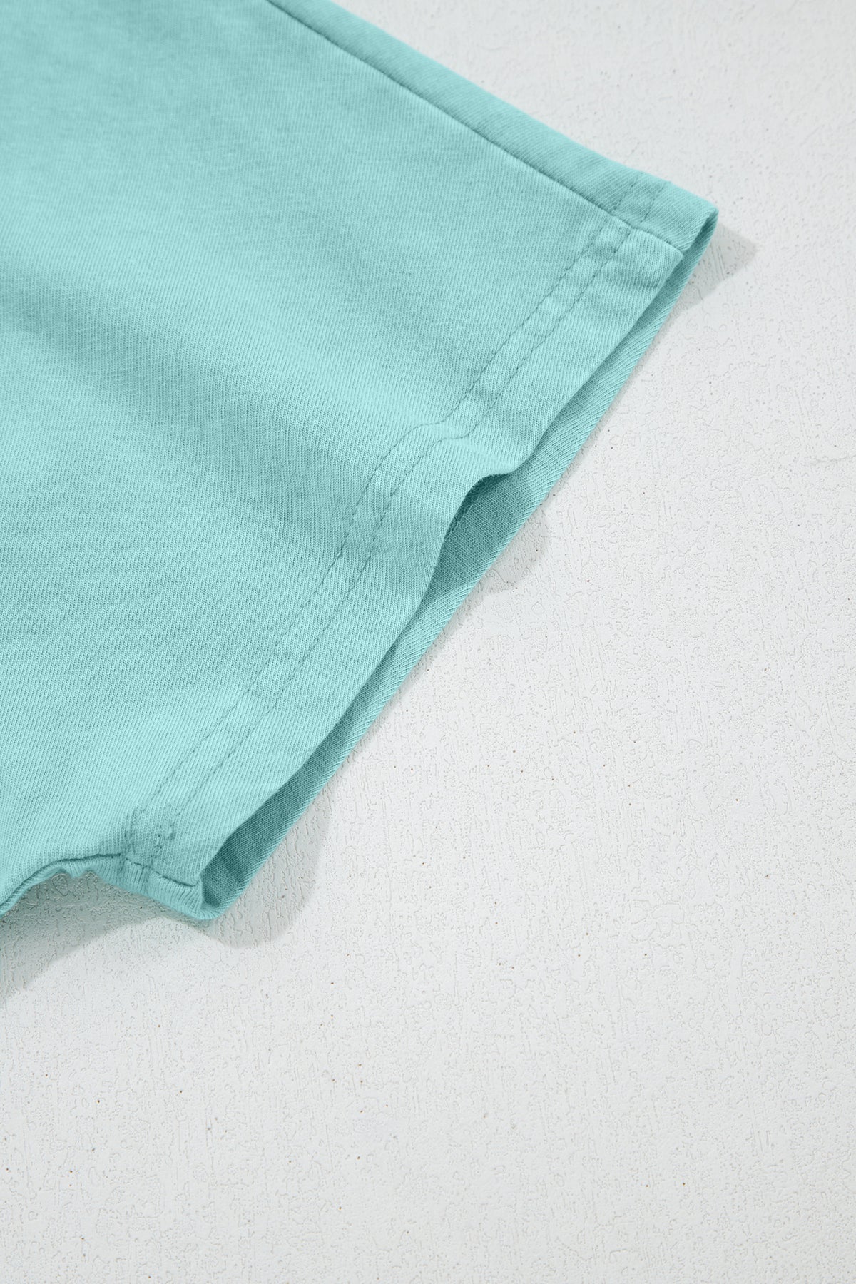 Cotton Raw Cut Notched Neck Lace Patchwork Detail Mineral Wash Tee