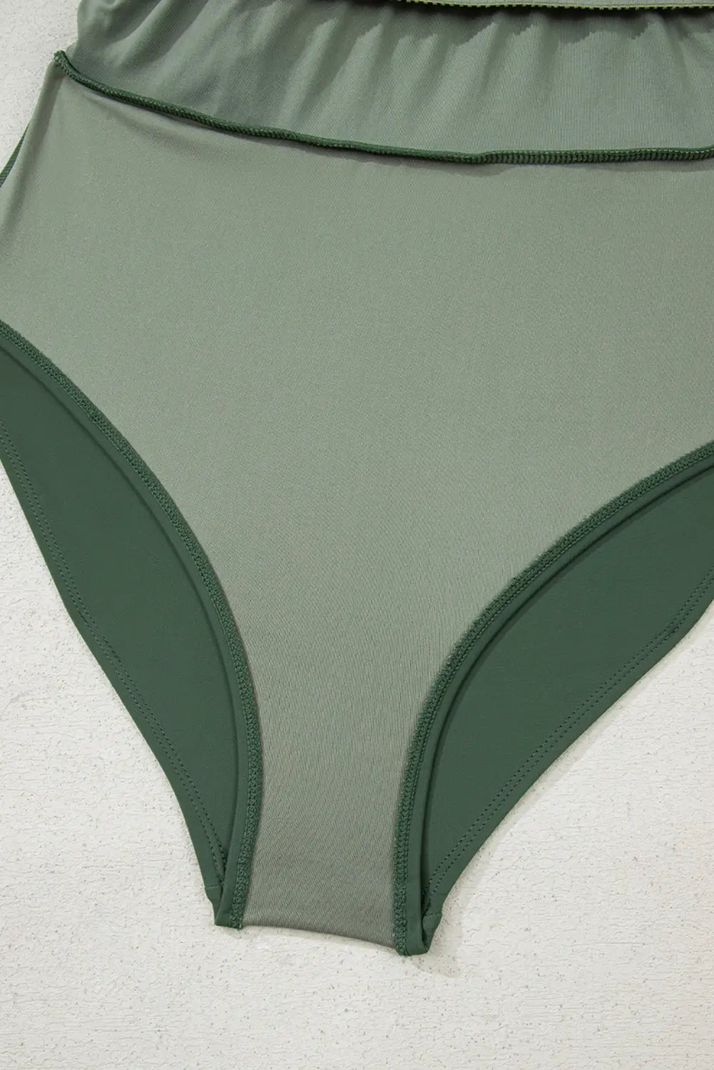Mist Green Side Tied Waist Square Neck Adjustable Straps A-line One Piece Swim Dress