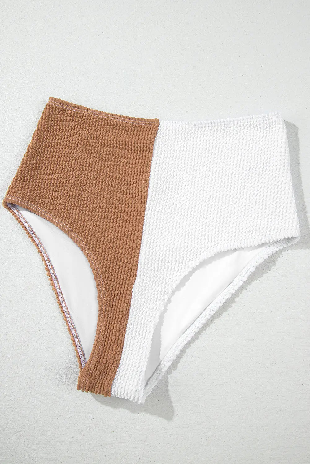 White corded colorblock square neck bikini swimsuit detail view · nz-alt-v1