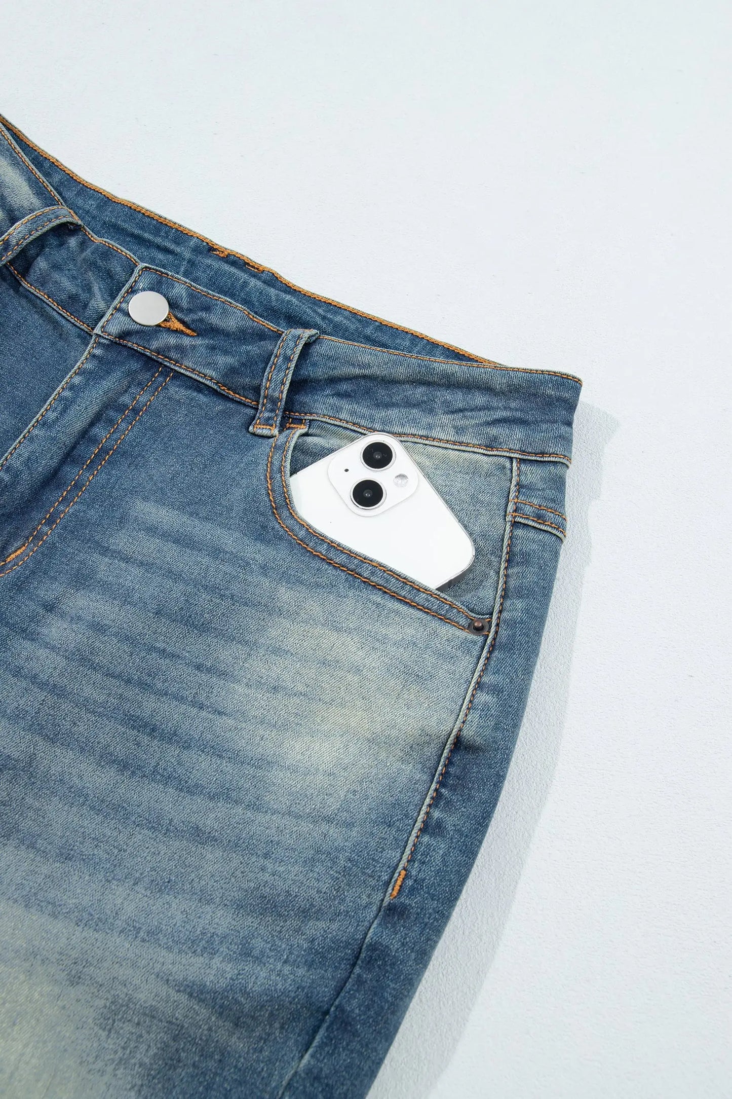 Sail Blue Pocket Detail Flare Leg Jeans
