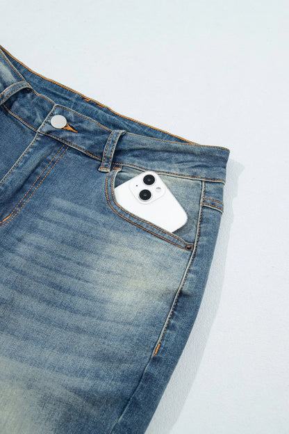 Sail Blue Pocket Detail Flare Leg Jeans