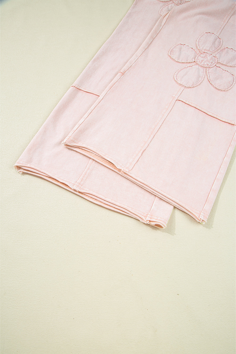 Buckskin Flower Patch Mineral Washed Terry Knit Cropped Wide Leg Pants