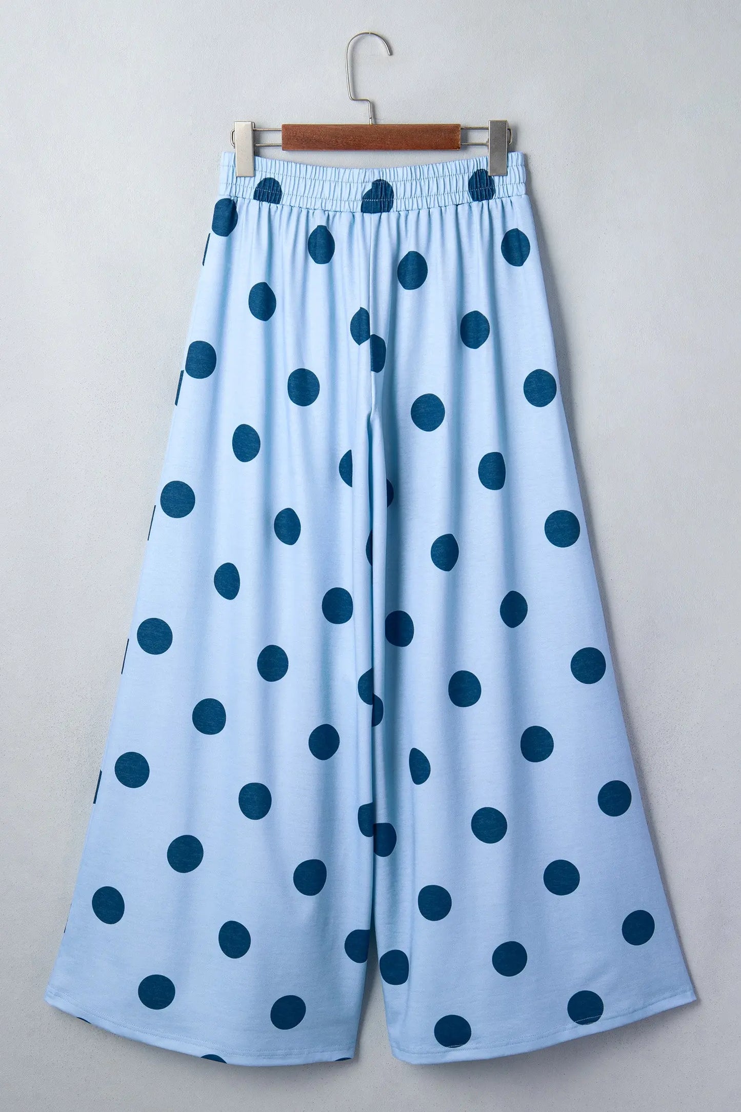 Brown Polka Dot Wide Leg Elastic Waist Casual Pants