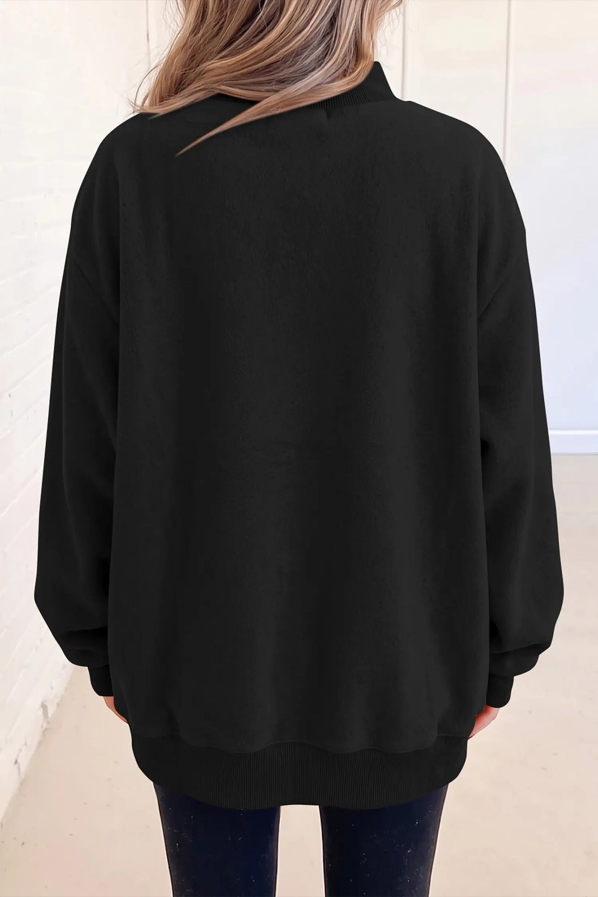 Bluing Oversize Drop Shoulder Reversible Mock Neck Sweatshirt