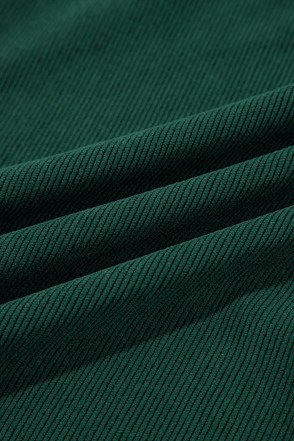 Blackish Green Plaid Pocket Button Long Sleeve Shift Shacket