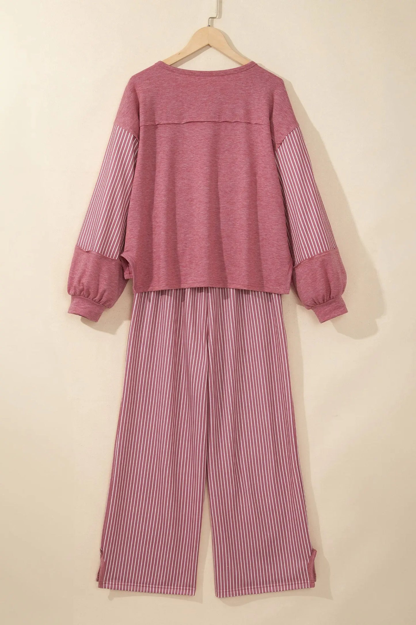 Green Bay Raw Seam Patchwork Long Sleeve Top Pocket Casual Pants 2pcs Set
