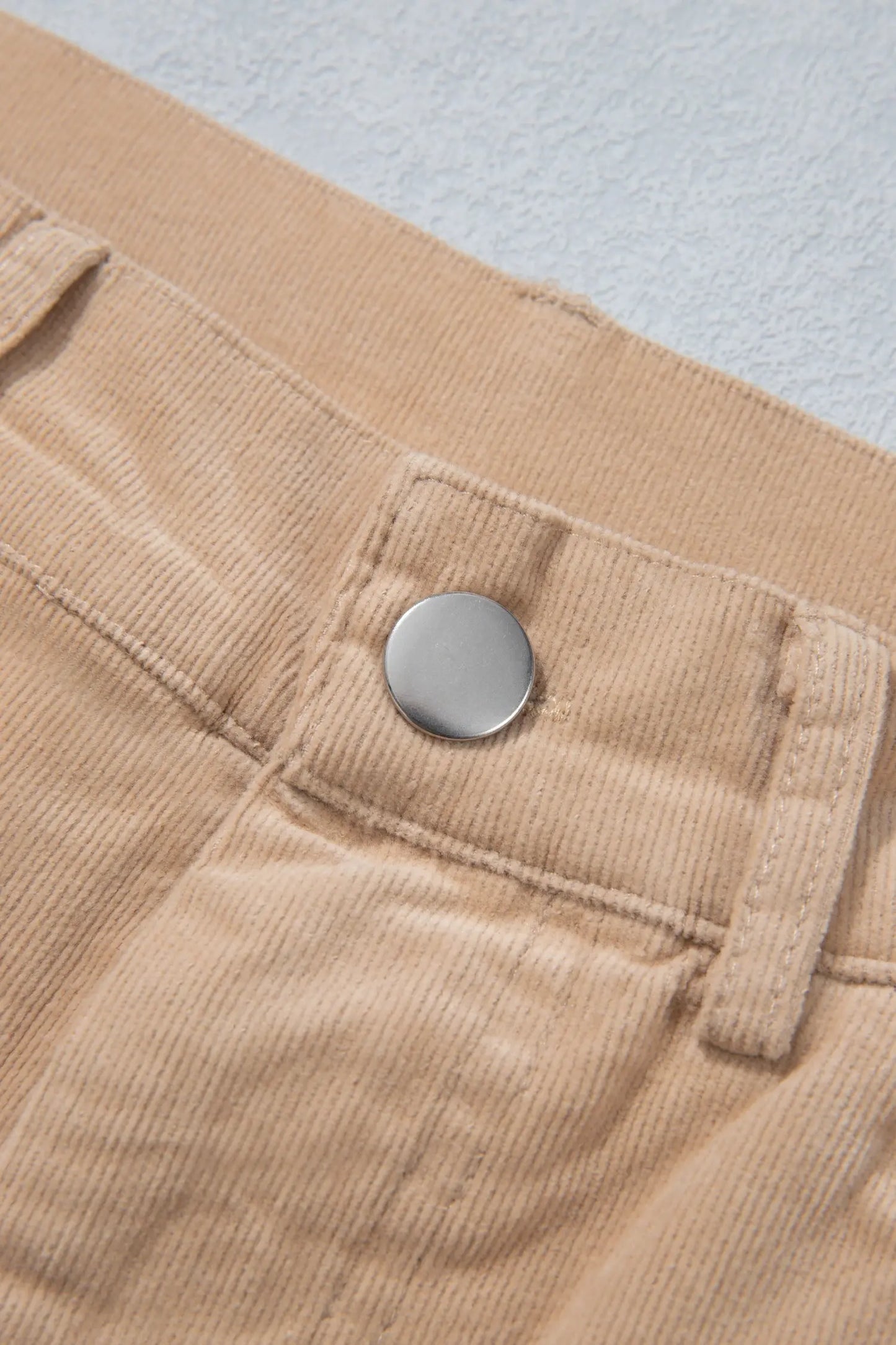 Smoke Gray Corduroy Side Panel Colorblock Straight Leg Pants