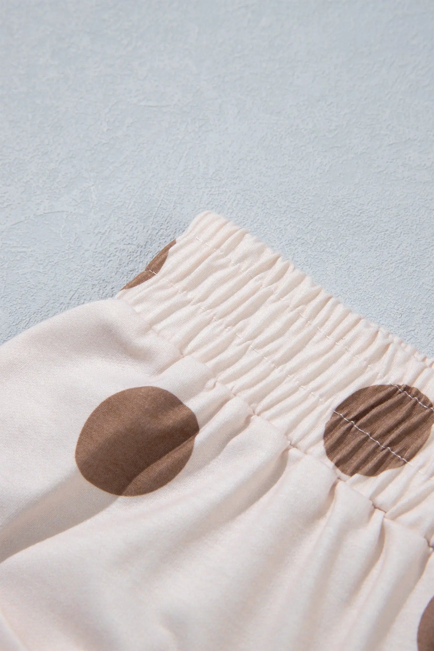 Brown Polka Dot Wide Leg Elastic Waist Casual Pants