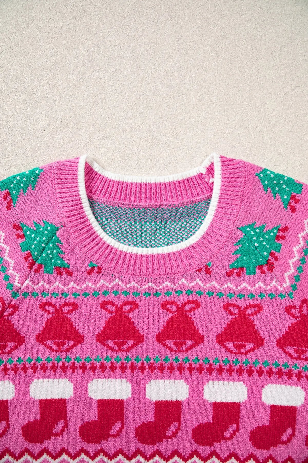 Christmas Holiday Graphic Round Neck Knit Sweater