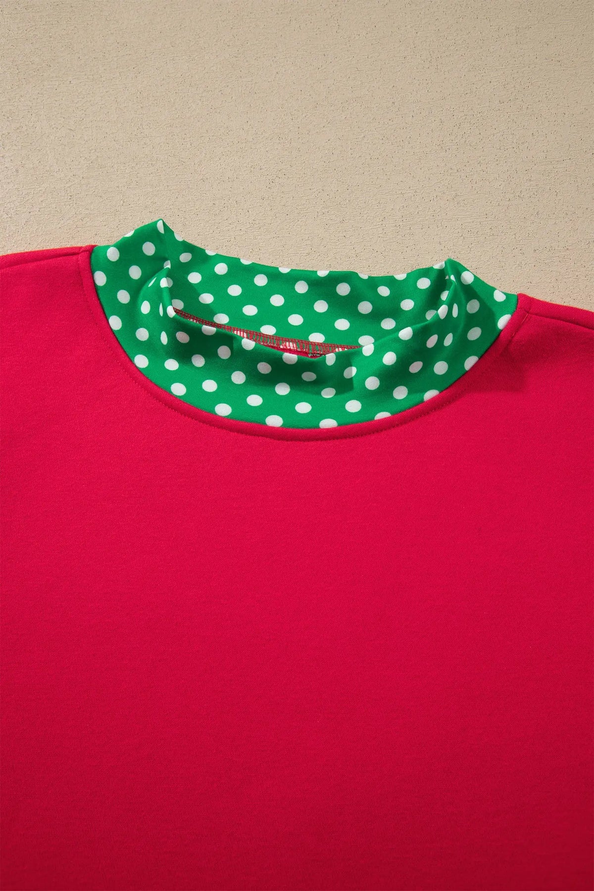 Pink Colorblock Polka Dot Contrast Trim Oversized Sweatshirt