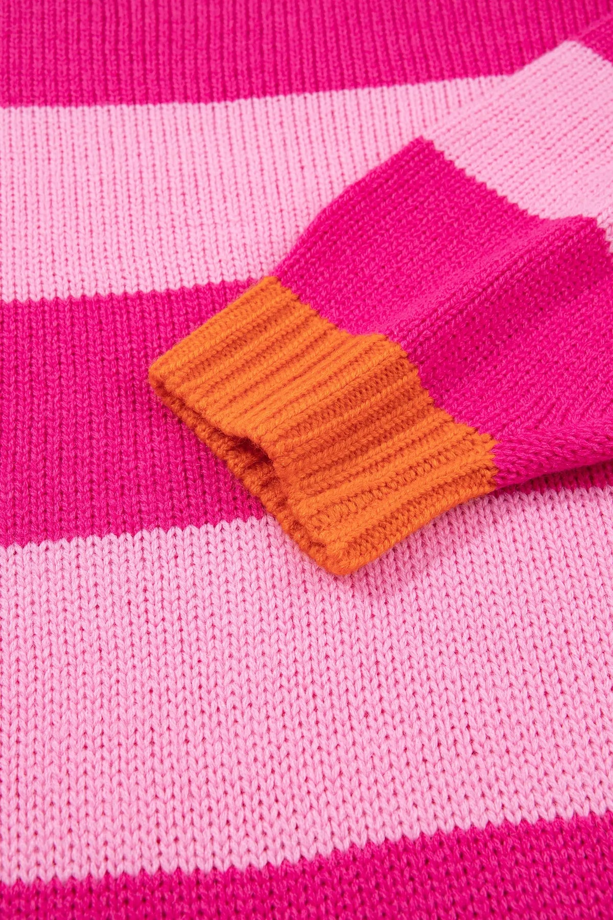 Rose Stripe Casual Colorblock Knit Drop Shoulder Relaxed Sweater