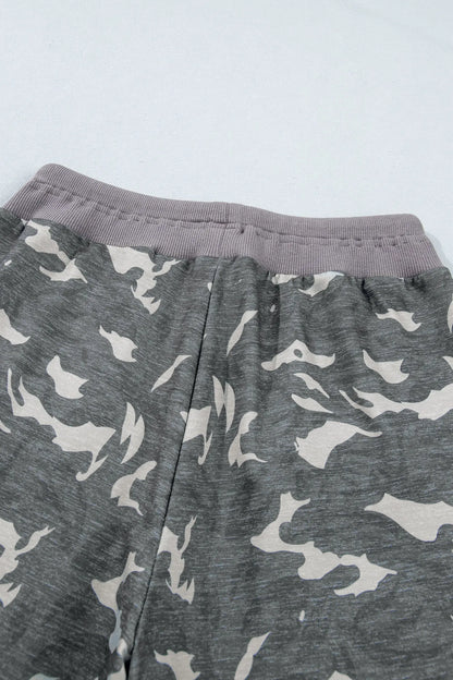 Multicolour Drawstring Contrast Waistband Camouflage Cargo Barrel Pants
