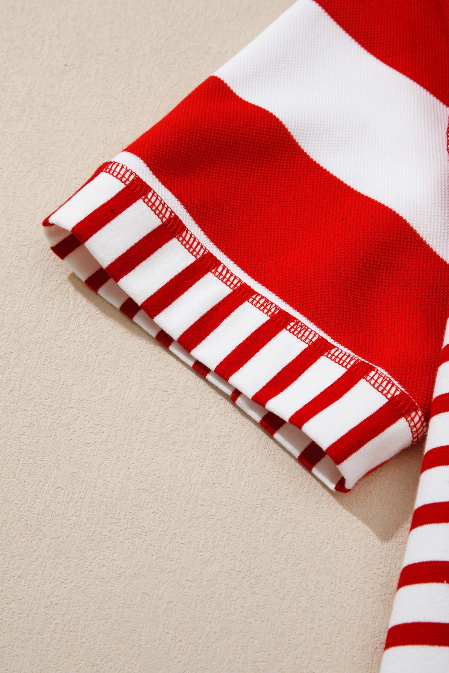 Red Stripe Sequin Bow Patriotic Half Sleeve Top - Tops