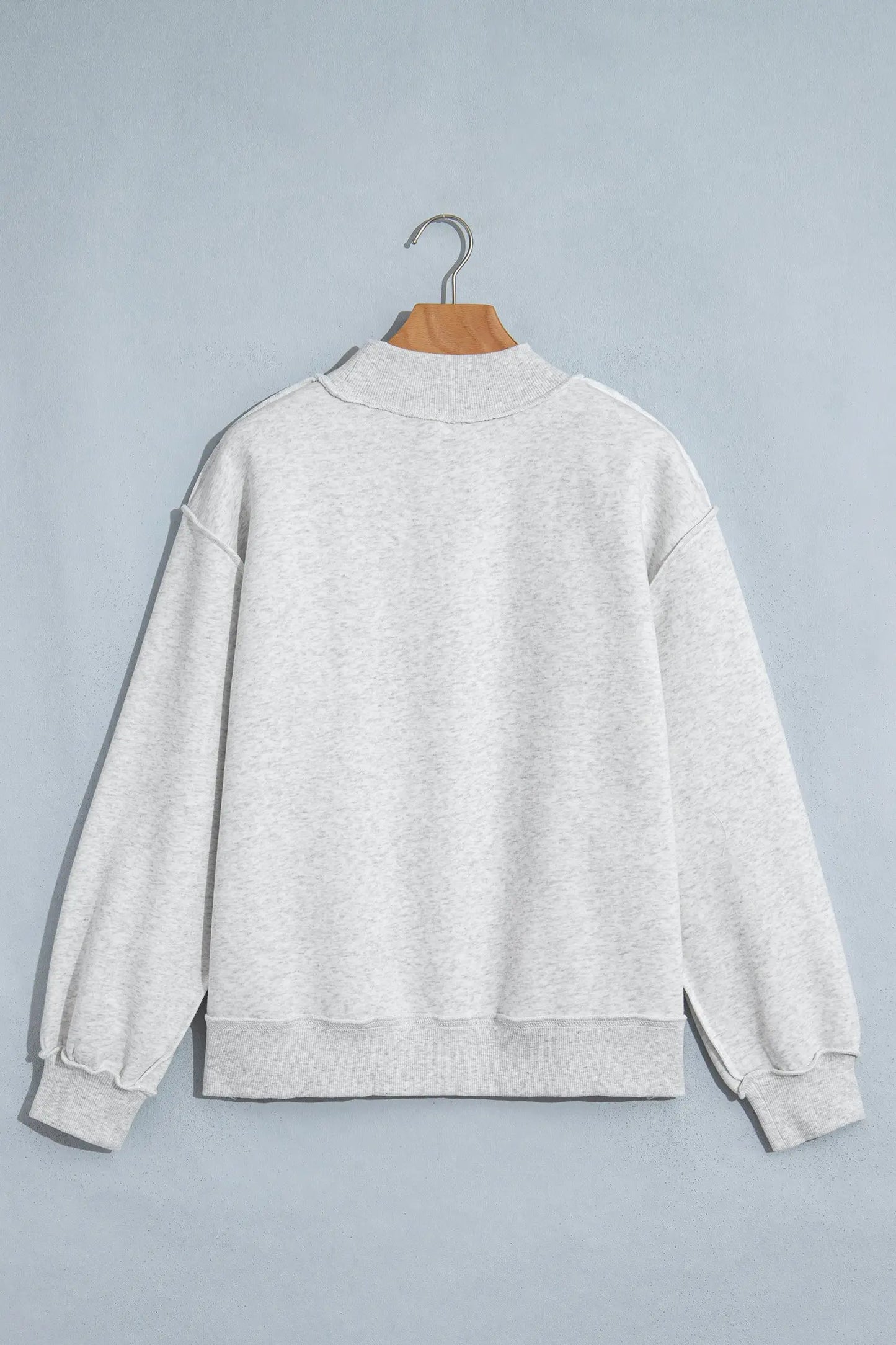 Coffee WWJD Mixed Pattern Embroidered Patch Graphic Mock Neck Sweatshirt