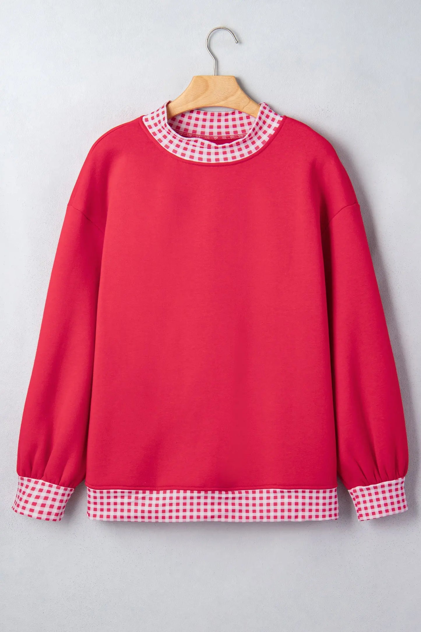 Pink Colorblock Polka Dot Contrast Trim Oversized Sweatshirt