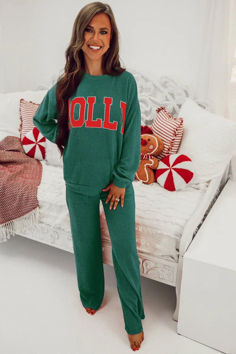 MERRY Corded Long Sleeve Top and Pockets Pants Set