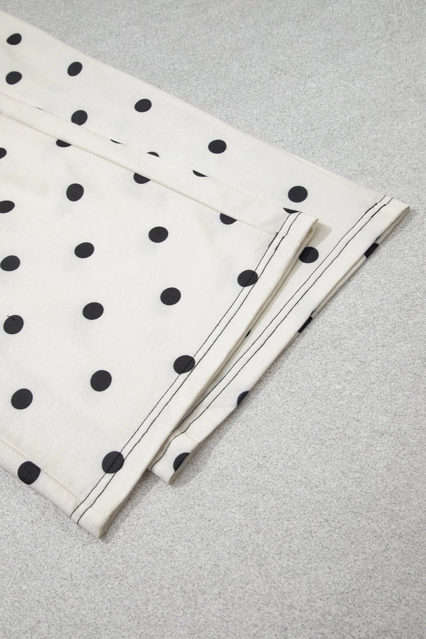 Black Polka Dot Half Sleeve Loose Top Elastic Waist Casual Pants Set