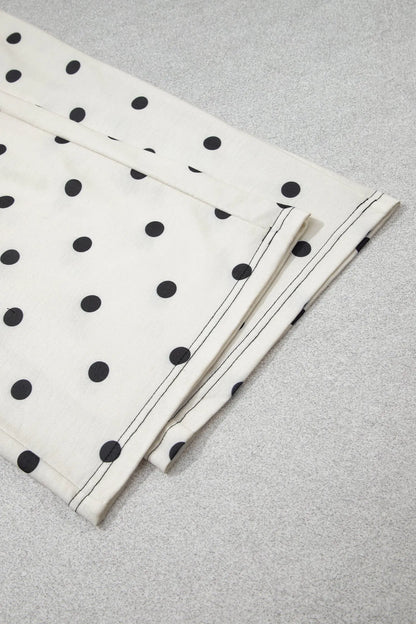 Black Polka Dot Half Sleeve Loose Top Elastic Waist Casual Pants Set