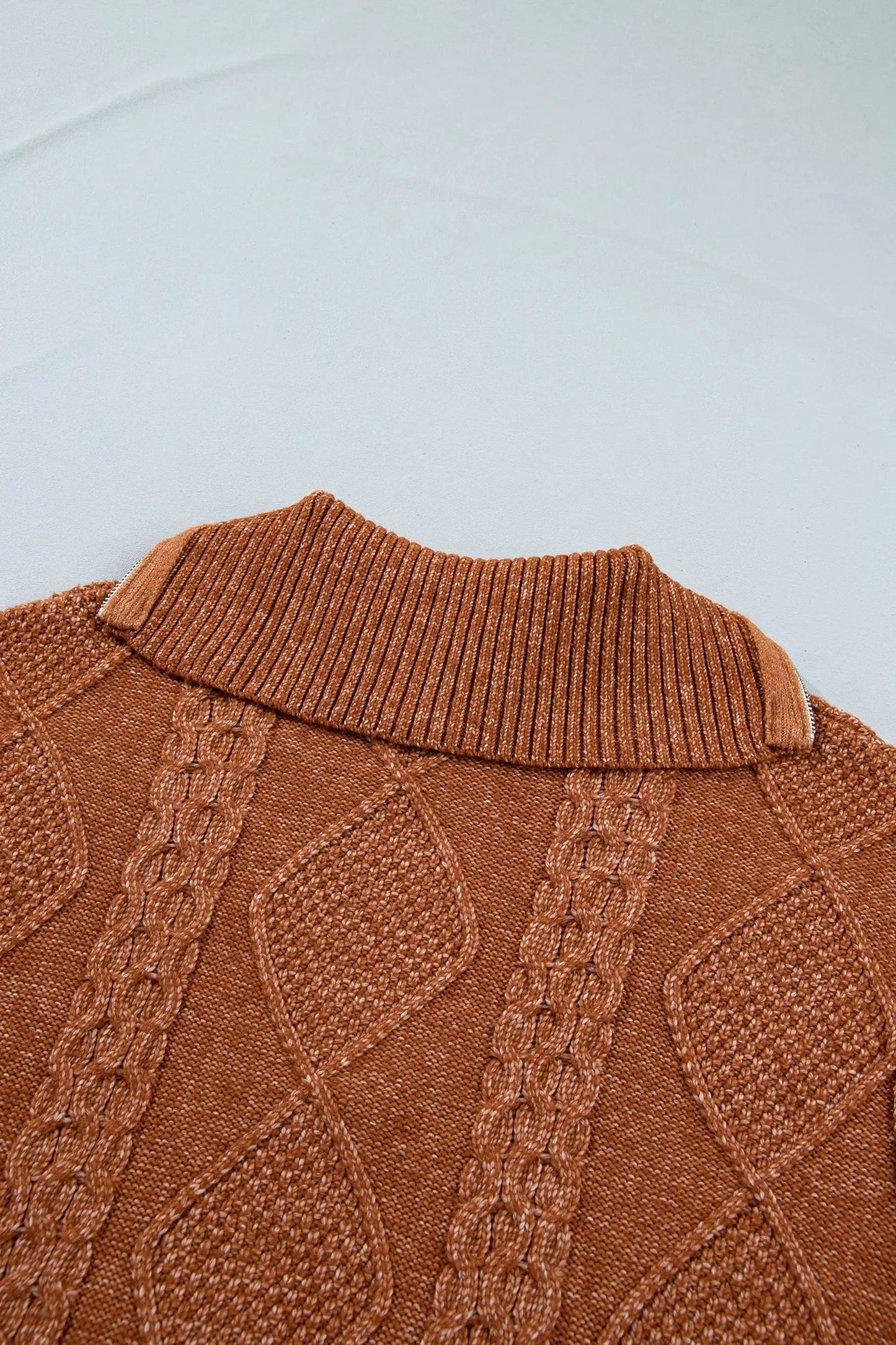 Clay Zip-Up Cable Knit Drop Shoulder Sweater Dress