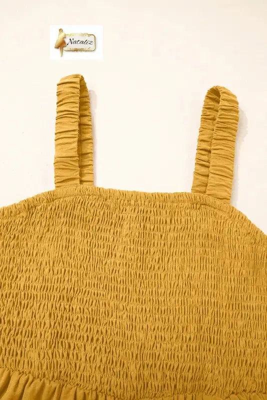 Ginger Smocked Sleeveless Wide Leg Jumpsuit with Pockets Dear-Lover Dropshipping