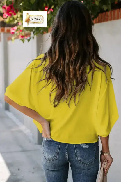 Golden Glow Women's Casual Summer Sleeve Wrap V Neck Draped Blouses Dear-Lover Dropshipping