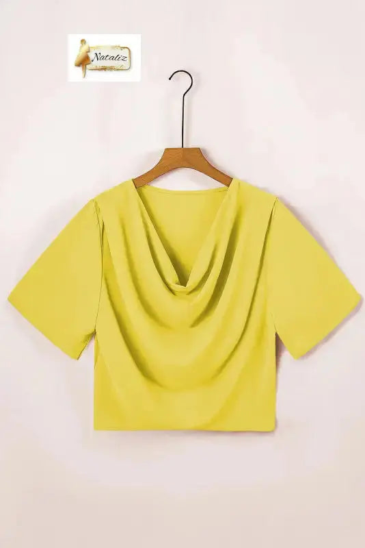 Golden Glow Women's Casual Summer Sleeve Wrap V Neck Draped Blouses Nataliz