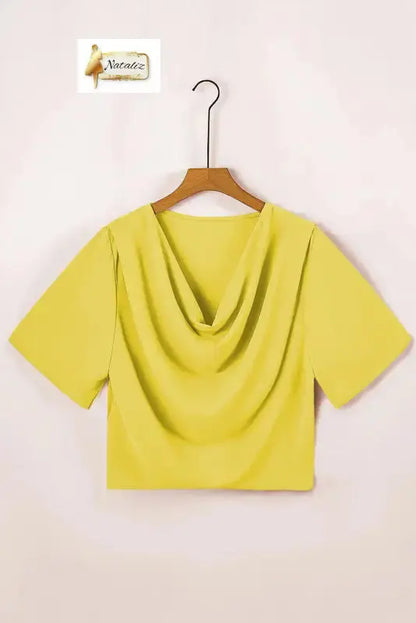 Golden Glow Women's Casual Summer Sleeve Wrap V Neck Draped Blouses Nataliz