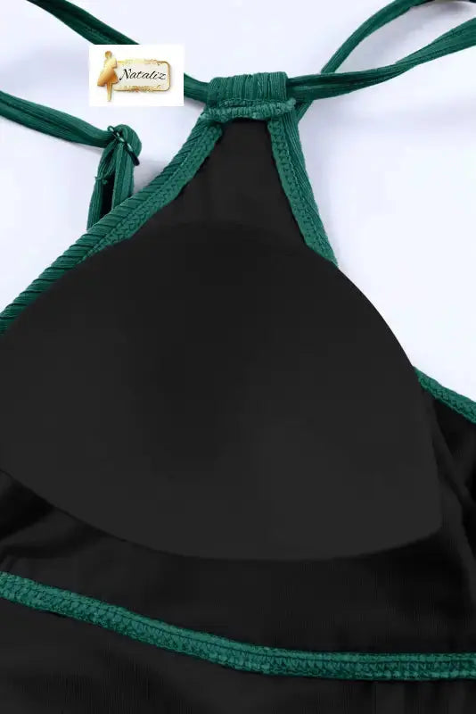 Green Adjustable Straps Ribbed Knit One Piece Swimsuit Nataliz