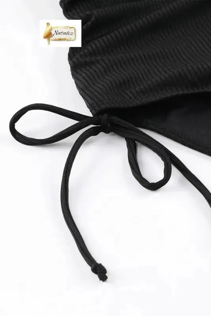 Green Adjustable Straps Ribbed Knit One Piece Swimsuit Nataliz
