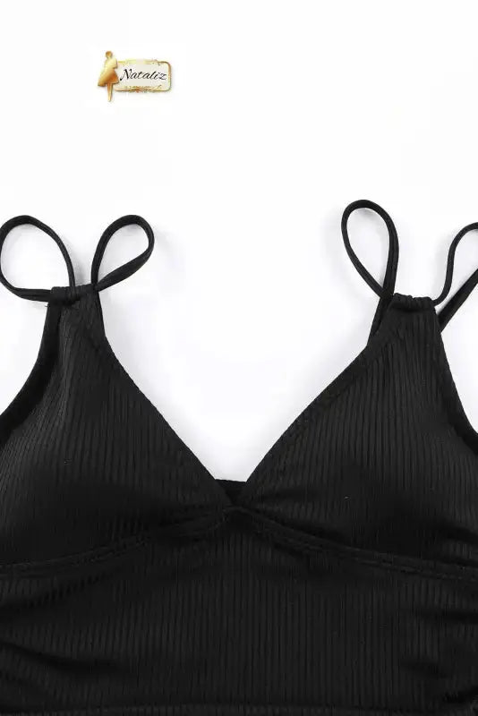 Green Adjustable Straps Ribbed Knit One Piece Swimsuit Nataliz