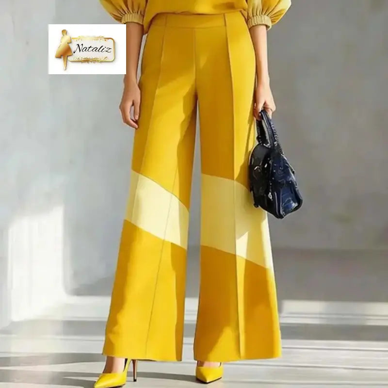 High Waisted Loose Contrast Color Pockets Split-Joint Suit Pants Guangzhou Migu Garment Company Limited