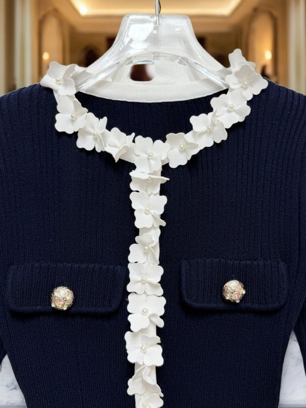 Ribbed Knit Mini Dress with Ruffle Trim and Belt detail view · nz-bg-v1