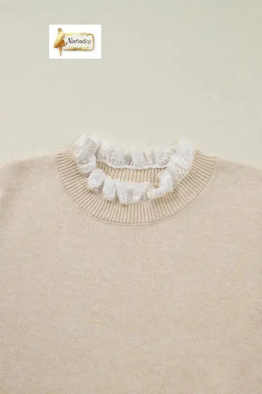 Jet Stream Lace Trim Patchwork Buttoned Cuffs Loose Sweater Dear-Lover Dropshipping