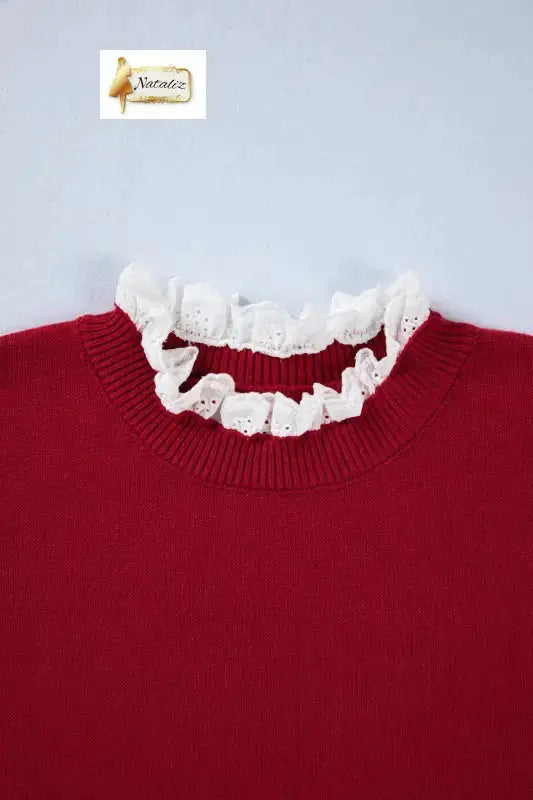 Jet Stream Lace Trim Patchwork Buttoned Cuffs Loose Sweater Dear-Lover Dropshipping