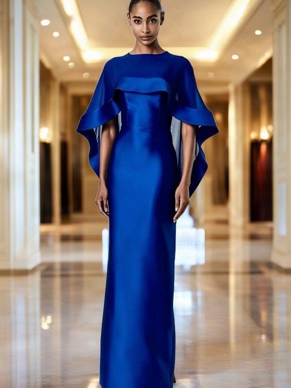 Cape Sleeve Maxi Gown with Structured Bodice model front view · nz-bg-v1