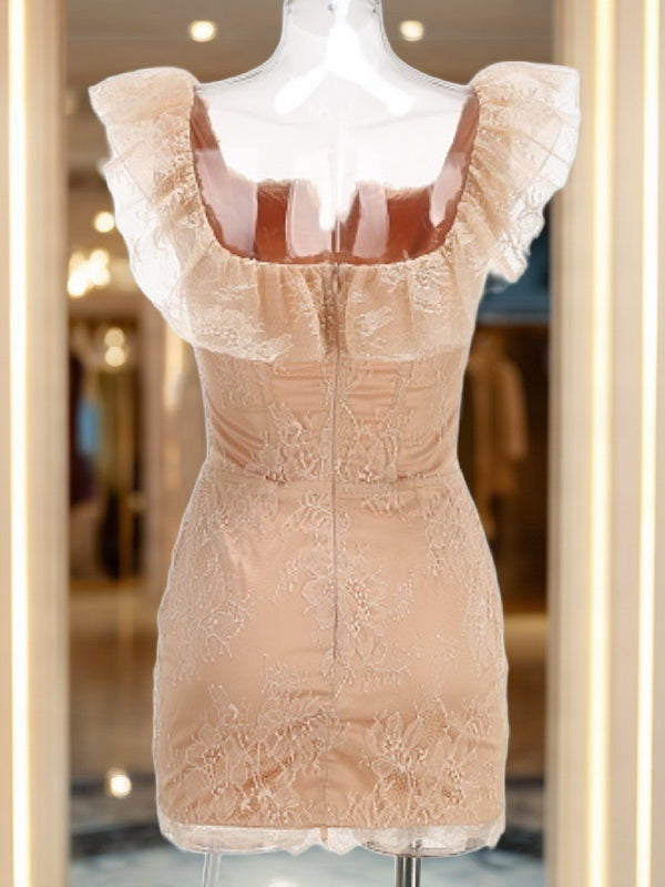 Blush Lace Ruffle Corset Mini Dress mannequin view · nz-bg-v1