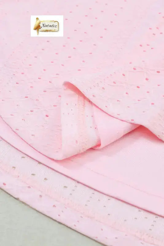 Light Pink Eyelet Knit Patterned Loose V Neck Tank Top Nataliz