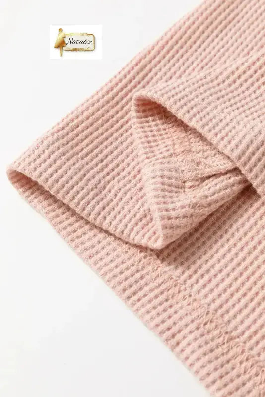 Light Pink Waffle Sleeveless U Neck Buttons Romper With Pockets Nataliz