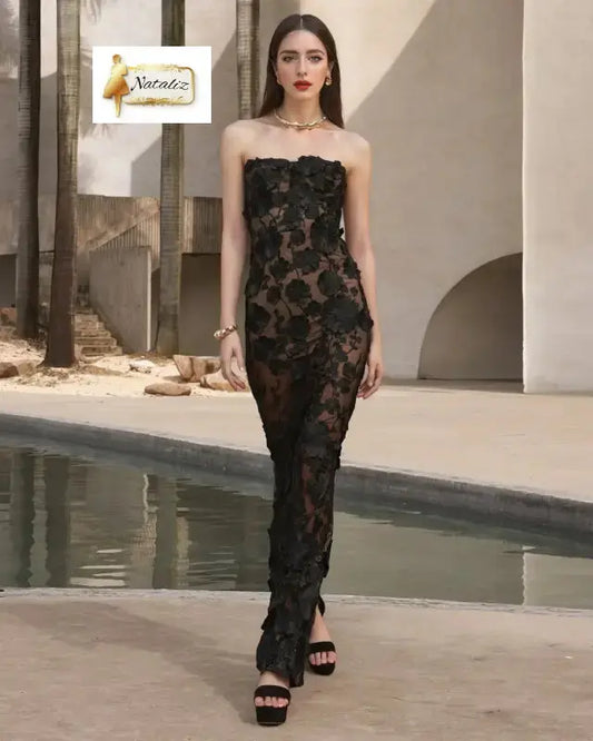 Luxury 3D Flower Embroidery Lace Long Dress Guangzhou Migu Garment Company Limited