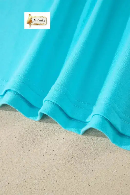 Mint Green Solid Color V Neck Short Puff Sleeve Blouse Nataliz
