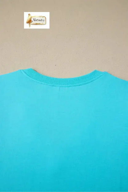 Mint Green Solid Color V Neck Short Puff Sleeve Blouse Nataliz