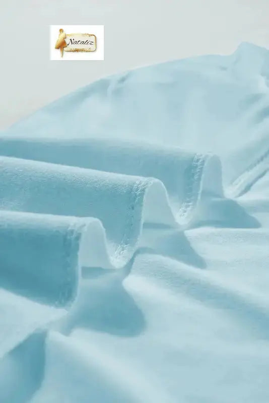 Mist Blue Seamed Detail Contrast Lace Raglan Sleeve Tee Nataliz