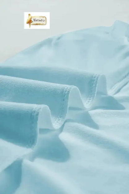 Mist Blue Seamed Detail Contrast Lace Raglan Sleeve Tee Nataliz