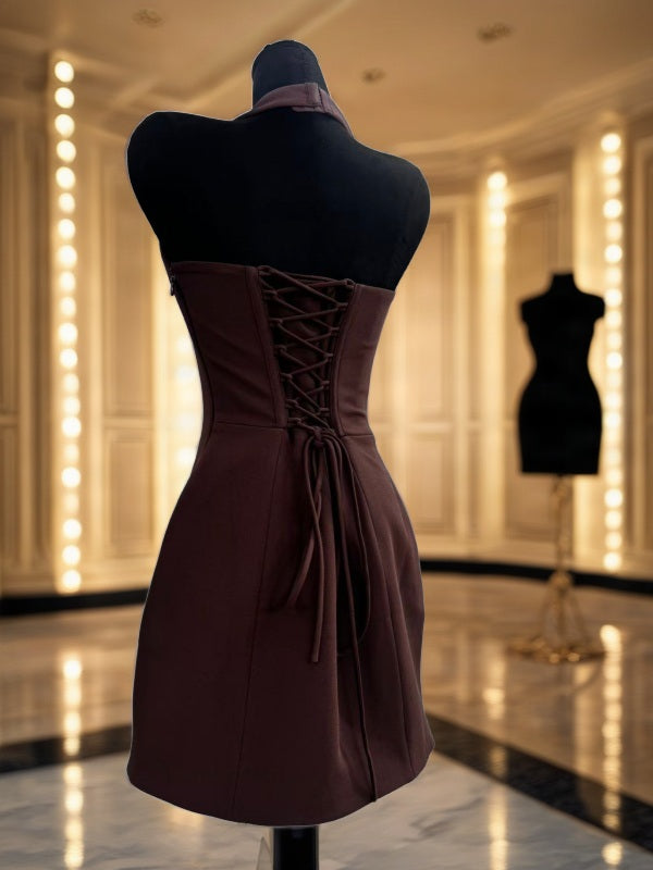 Plunge Halter Neck Bodycon Mini Dress mannequin view · nz-bg-v1