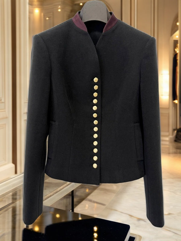 Cropped Military Jacket with Gold Buttons mannequin view · nz-bg-v1